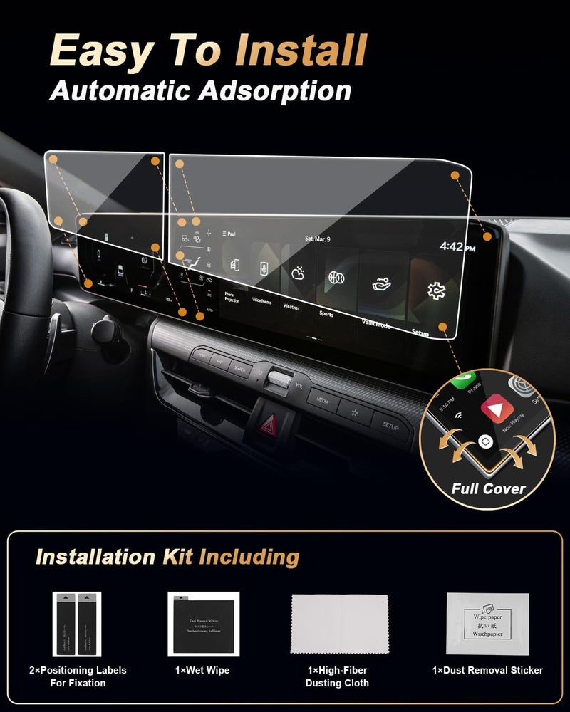 EcoZen 2026 Kia K4 Screen Protector - For 2025-2026 Kia K4/2026 K4 Hatchback 12.3-Inch Navigation+12.3-Inch Instrument Screen - 4 Pcs Nano Film For 2025-2026 Kia K4 GT-Line Accessories Plastic - Image 4